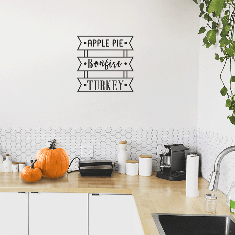 Vinyl Wall Art Decal - Apple Pie Bonfire Turkey - 17" x 17" - Trendy Cute Funny Thanksgiving Season Quote Sticker For Living Room Kitchen Restaurant Office Kitchenette Coffee Shop Decor 3