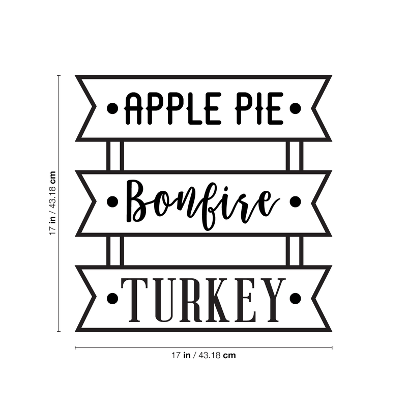 Vinyl Wall Art Decal - Apple Pie Bonfire Turkey - 17" x 17" - Trendy Cute Funny Thanksgiving Season Quote Sticker For Living Room Kitchen Restaurant Office Kitchenette Coffee Shop Decor 4