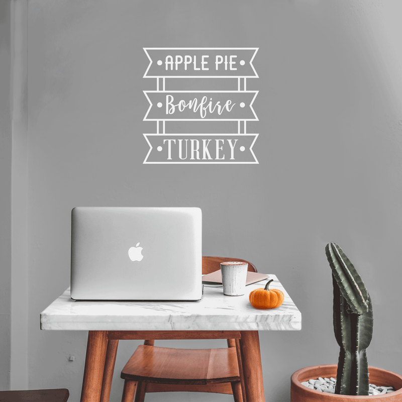 Vinyl Wall Art Decal - Apple Pie Bonfire Turkey - 17" x 17" - Trendy Cute Funny Thanksgiving Season Quote Sticker For Living Room Kitchen Restaurant Office Kitchenette Coffee Shop Decor 3