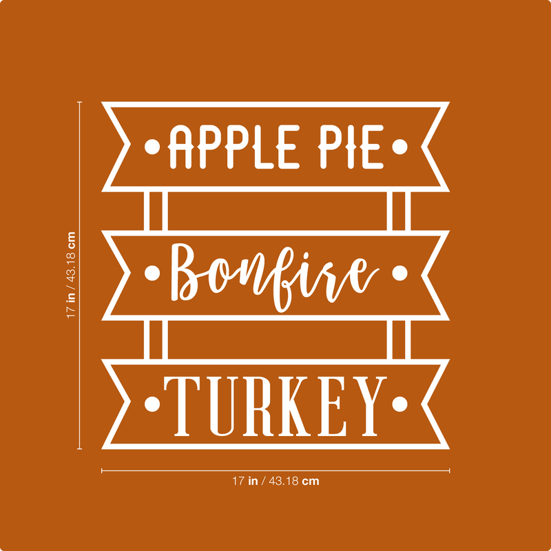 Vinyl Wall Art Decal - Apple Pie Bonfire Turkey - 17" x 17" - Trendy Cute Funny Thanksgiving Season Quote Sticker For Living Room Kitchen Restaurant Office Kitchenette Coffee Shop Decor 4