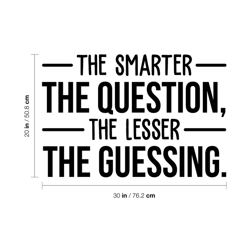 Vinyl Wall Art Decal - The Smarter The Question The Lesser The Guessing - 20" x 30" - Trendy Inspirational Optimistic Quote Sticker For Bedroom Living Room Office Classroom School Decor 4