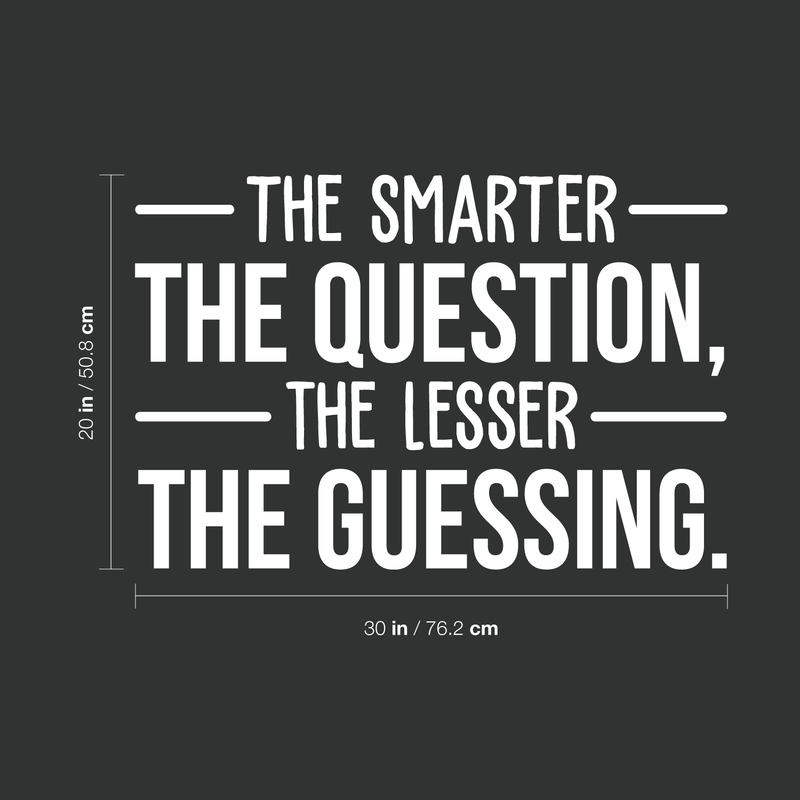 Vinyl Wall Art Decal - The Smarter The Question The Lesser The Guessing - 20" x 30" - Trendy Inspirational Optimistic Quote Sticker For Bedroom Living Room Office Classroom School Decor 4