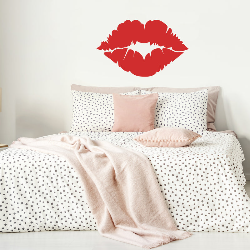Vinyl Wall Art Decal - Kiss Lips - 23" x 37" - Trendy Modern Cute Sexy Girly Design Shape Sticker For Bedroom Closet Living Room Office Coffee Shop Store Decor 2