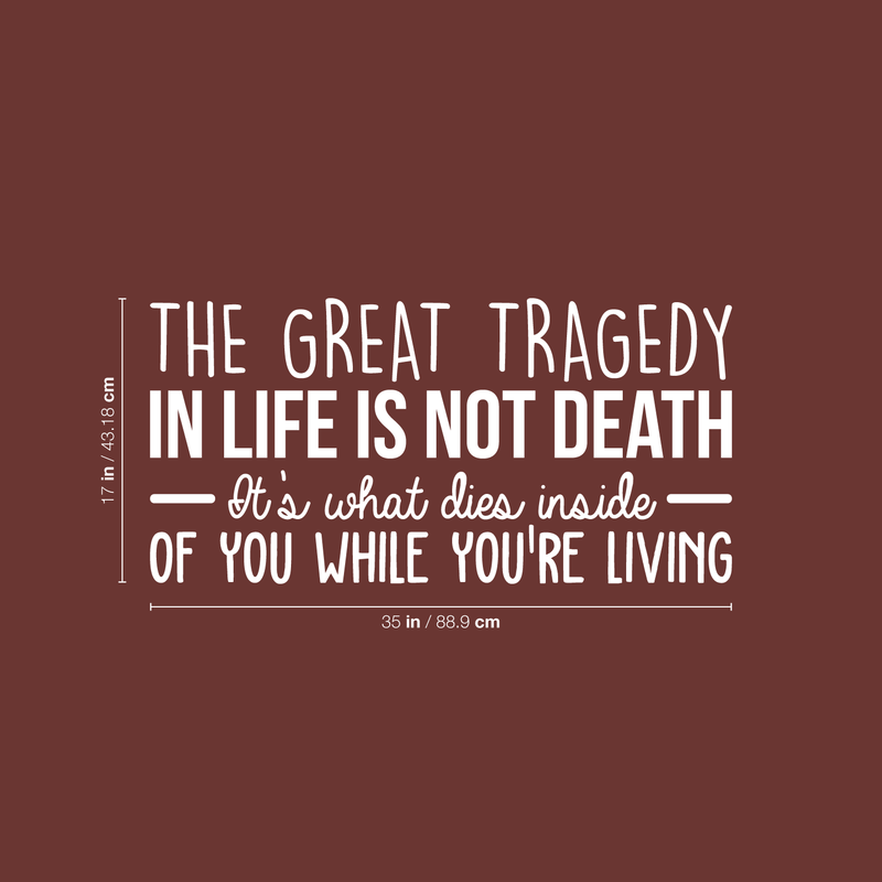 Vinyl Wall Art Decal - The Great Tragedy In Life Is Not Death... - 17" x 35" - Trendy Positive Mind Change Sticker For Bedroom Living Room Office Coffee Shop Classroom School Decor 4