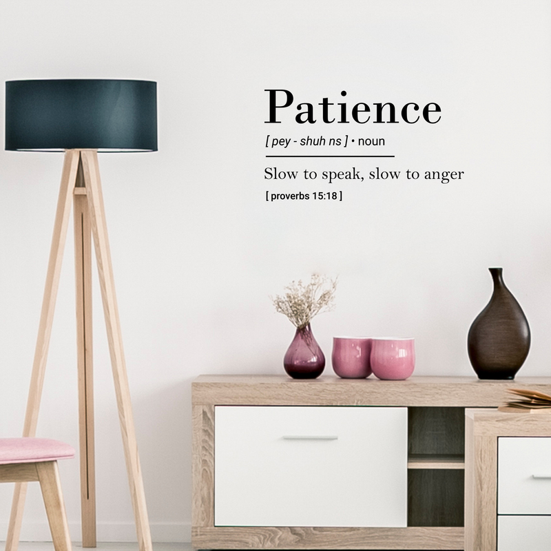 Vinyl Wall Art Decal - Patience Slow To Speak; Slow To Anger - Proverbs 15:18" - - Inspirational Religious Bible Verse Quote Sticker For Bedroom Living Room Kids Room Office Church Decor 2