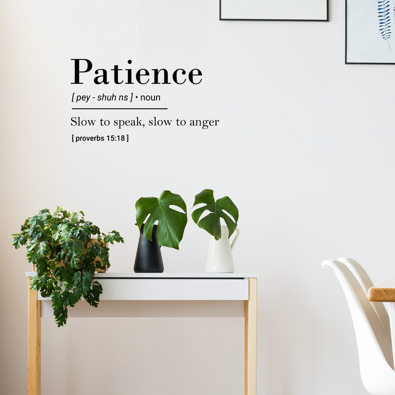 Vinyl Wall Art Decal - Patience Slow To Speak; Slow To Anger - Proverbs 15:18" - - Inspirational Religious Bible Verse Quote Sticker For Bedroom Living Room Kids Room Office Church Decor 3