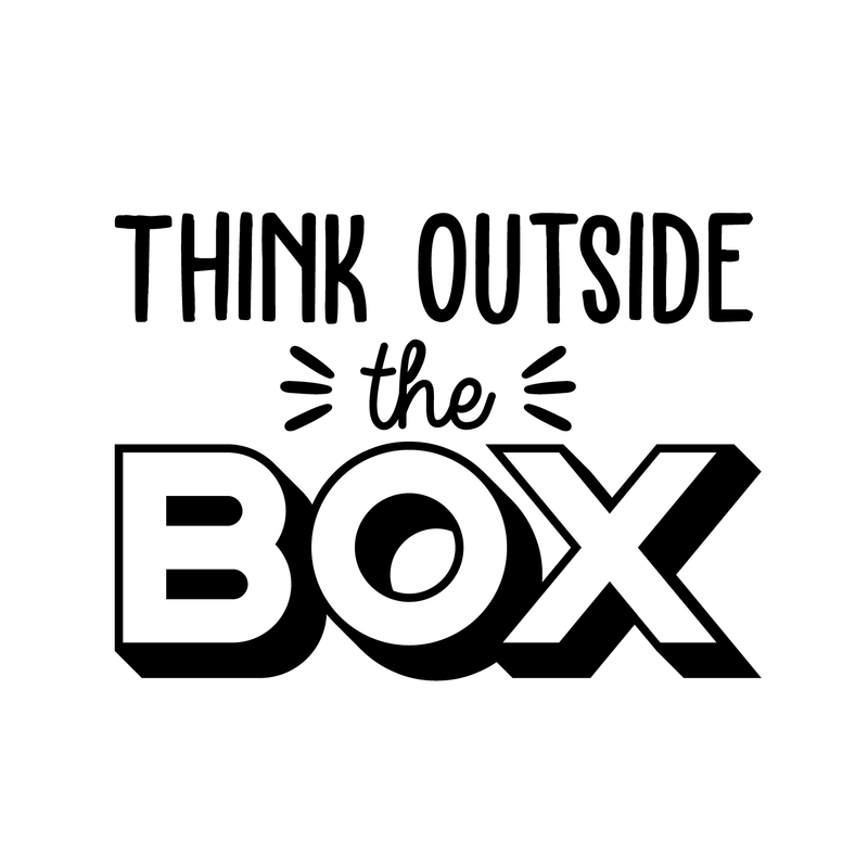 Vinyl Wall Art Decal - Think Outside The Box - 22" x 30"- Trendy Motivational Optimistic Good Vibes Quote Sticker For Living Room Office Meetings Conference Room School Classroom Coffee Shop Decor 1