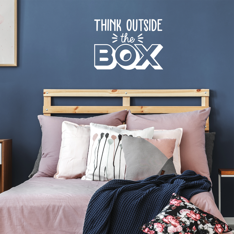 Vinyl Wall Art Decal - Think Outside The Box - 22" x 30"- Trendy Motivational Optimistic Good Vibes Quote Sticker For Living Room Office Meetings Conference Room School Classroom Coffee Shop Decor 3