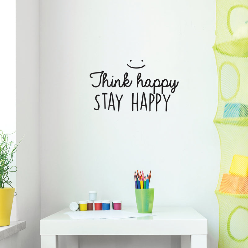 Vinyl Wall Art Decal - Think Happy Stay Happy - 14. Modern Inspirational Positive Quote Sticker For Home Office Bedroom Living Room Kids Room Playroom Classroom Decor 3