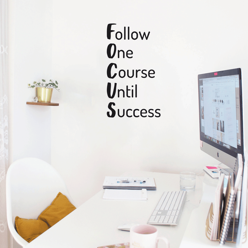 Vinyl Wall Art Decal - Follow One Course Until Success - 30" x 17" - Trendy Inspirational Positive Quote Sticker For Living Room Playroom Office Meetings Conference Room School Classroom Decor 3