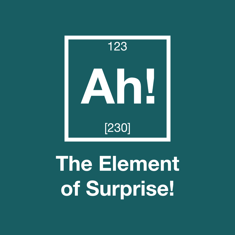 Vinyl Wall Art Decal - Ah! : The Element Of Surprise - Trendy Cute Funny Chemistry Quote Sticker For School Classroom Office Living Room Playroom Coffee Shop Decor 4