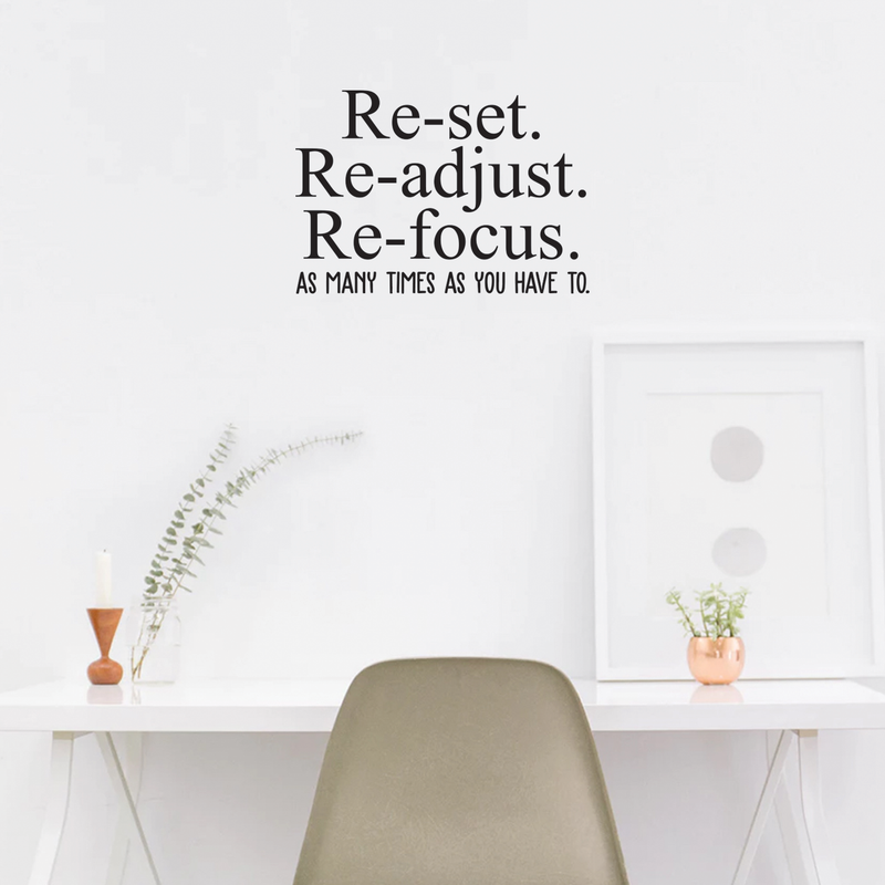 Vinyl Wall Art Decal - Reset Readjust Refocus As Many Times As You Have To - - Trendy Inspirational Positive Quote Sticker For Office Meetings Conference Room School Classroom Decor 3