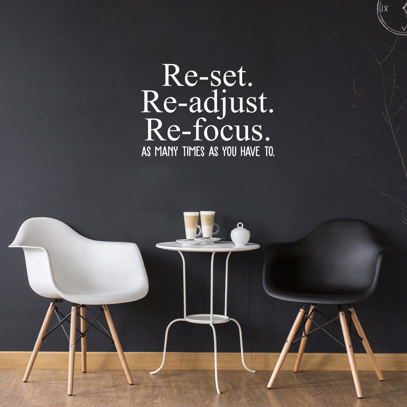 Vinyl Wall Art Decal - Reset Readjust Refocus As Many Times As You Have To - 17" x 24.5" - Trendy Inspirational Positive Quote Sticker For Office Meetings Conference Room School Classroom Decor 2