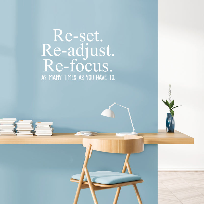 Vinyl Wall Art Decal - Reset Readjust Refocus As Many Times As You Have To - 17" x 24.5" - Trendy Inspirational Positive Quote Sticker For Office Meetings Conference Room School Classroom Decor 3