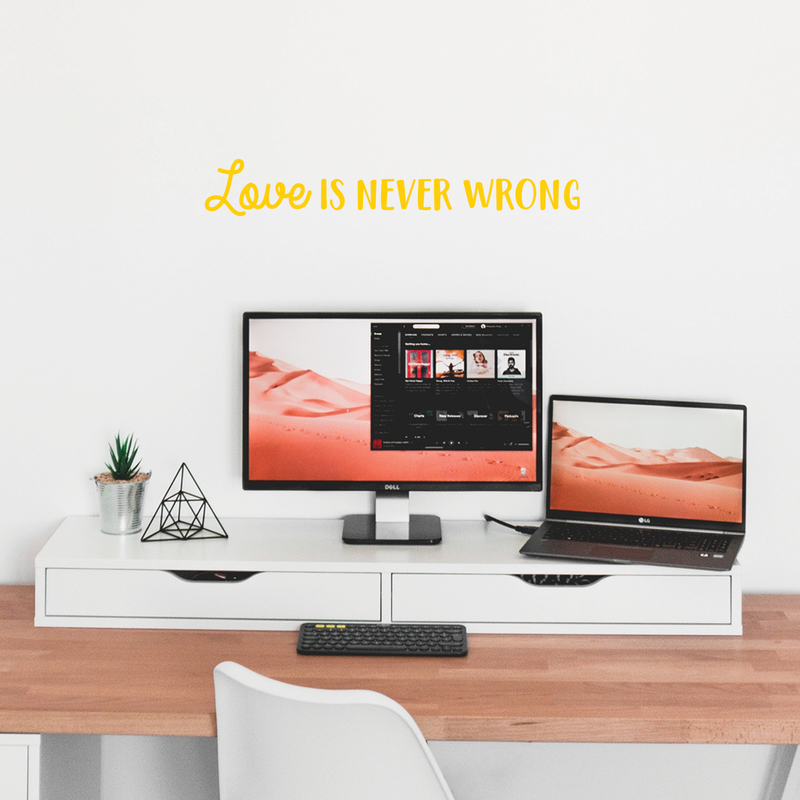 Vinyl Wall Art Decal - Love Is Never Wrong - 4.5" x 30" - Motivational Trendy Cute Life Quote Sticker For Bedroom Living Room Closet Coffee Shop Valentine's Day Decor 2