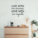 Vinyl Wall Art Decal - Live With No Excuses Love With No Regrets - Inspirational Optimistic Cute Cursive Quote Sticker For Bedroom Kids Room Playroom Living Room School Classroom Decor 5