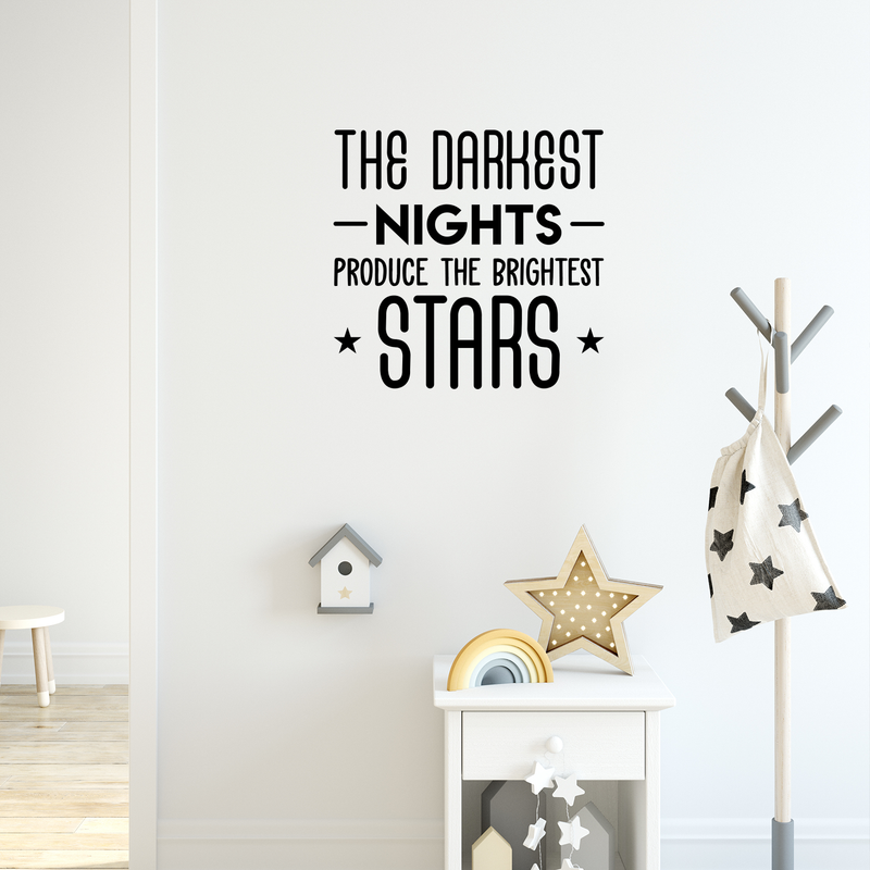 Vinyl Wall Art Decal - The Darkest Nights Produce The Brightest Stars - 22" x 23" - Inspirational Optimistic Cute Quote Sticker For Bedroom Kids Room Playroom Living Room School Classroom Decor 2