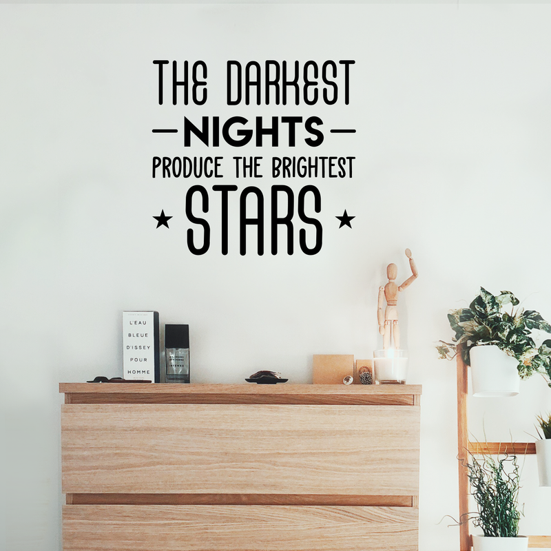 Vinyl Wall Art Decal - The Darkest Nights Produce The Brightest Stars - Inspirational Optimistic Cute Quote Sticker For Bedroom Kids Room Playroom Living Room School Classroom Decor 3