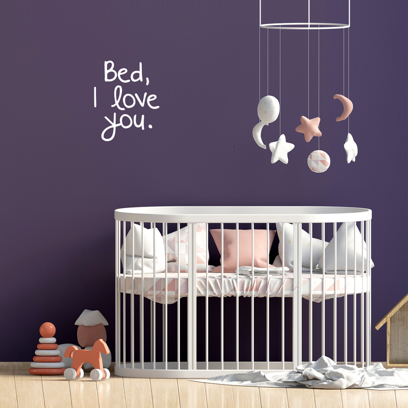 Vinyl Wall Art Decal - Bed I Love You - 21" x 17" - Modern Humorous Cute Quote Sticker Fun For Home Teen Bedroom Kids Room Baby Crib Nursery Decoration 2