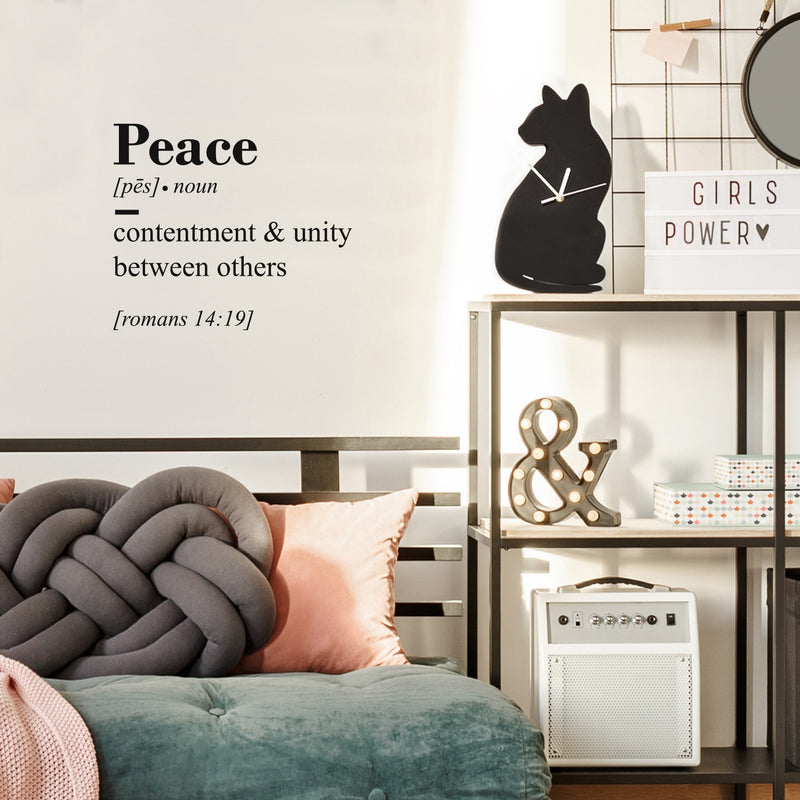 Vinyl Wall Art Decal - Peace Contenment And Unity Between Others - Romans 14:19 - Inspirational Religious Bible Verse Quote Sticker For Bedroom Living Room Kids Room Office Church Decor 2