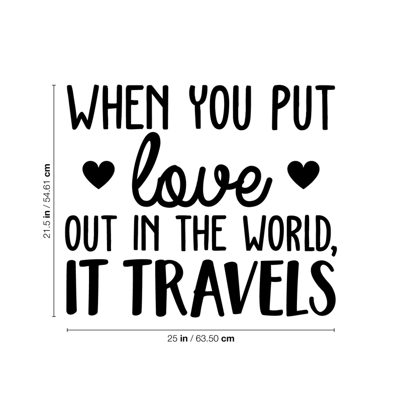 Vinyl Wall Art Decal - When You Put Love Out In The World It Travels - 21.5" x 25"  - Trendy Cute Optimistic Travel Quote Bedroom Living Room Office School Coffee Shop Agency Travelers Decor 4