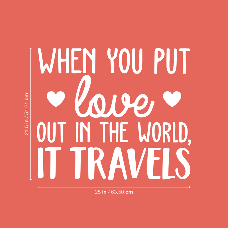 Vinyl Wall Art Decal - When You Put Love Out In The World It Travels - 21.5" x 25"  - Trendy Cute Optimistic Travel Quote Bedroom Living Room Office School Coffee Shop Agency Travelers Decor 4