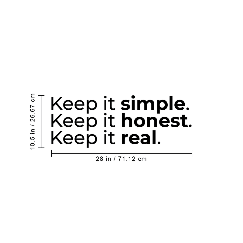 Vinyl Wall Art Decal - Keep It Simple Keep It Honest Keep It Real - 10. Modern Cute Optimistic Good Vibes Quote Sticker For Bedroom Kids Room Living Room Playroom Office Classroom Decor 4