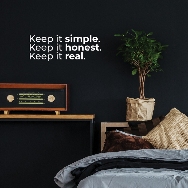 Vinyl Wall Art Decal - Keep It Simple Keep It Honest Keep It Real - 10.5" x 28" - Modern Cute Optimistic Good Vibes Quote Sticker For Bedroom Kids Room Living Room Playroom Office Classroom Decor 2