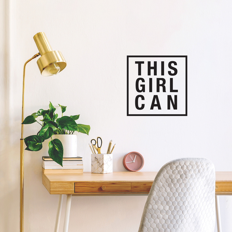 Vinyl Wall Art Decal - This Girl Can - 17" x 17" - Trendy Positive Motivational Good Vibes Quote Sticker For Girls Room Closet Playroom Living Room Office Yoga Ballet Feminine Decor 3