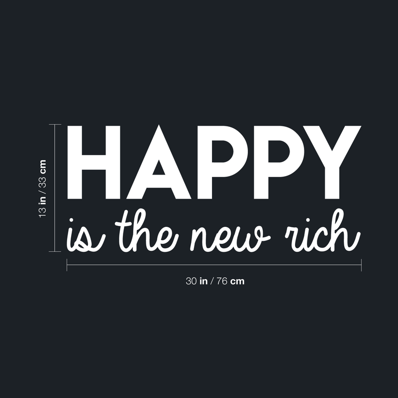 Vinyl Wall Art Decal - Happy Is The New Rich - Trendy Inspirational Cute Optimistic Quote Sticker For Office Meetings Conference Room Playroom School Classroom Decor 5