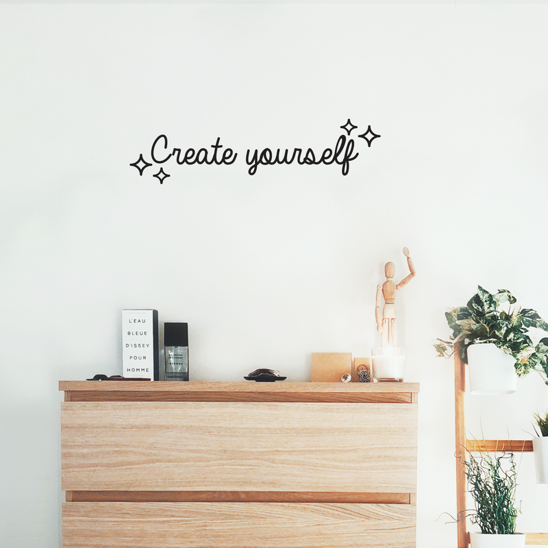 Vinyl Wall Art Decal - Create Yourself - 6.5" x 25" - Modern Motivational Self-Esteem Quote Sticker For Home Bedroom Living Room Work Office School Classroom Decor 2