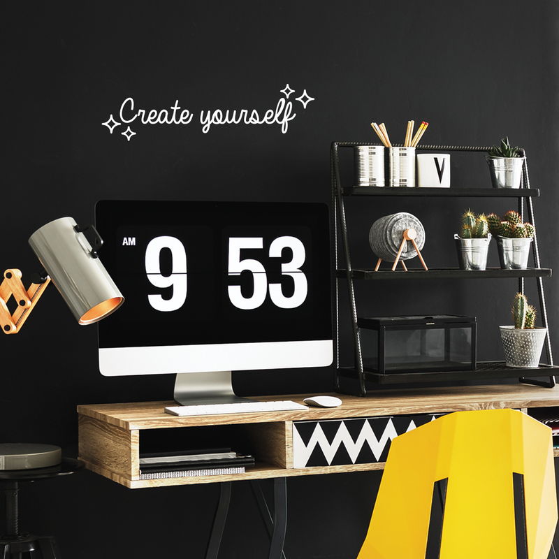 Vinyl Wall Art Decal - Create Yourself - 6.5" x 25" - Modern Motivational Self-Esteem Quote Sticker For Home Bedroom Living Room Work Office School Classroom Decor 2