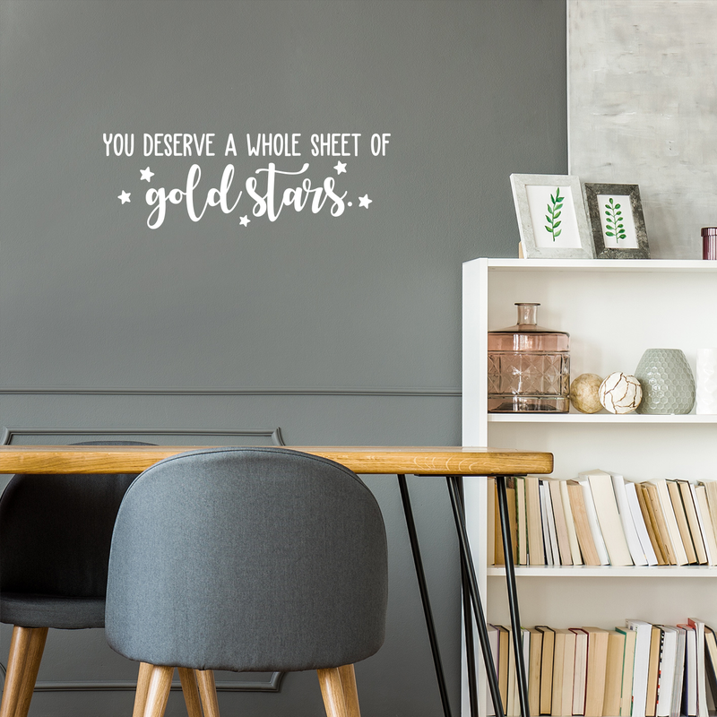 Vinyl Wall Art Decal - You Deserve A Whole Sheet Of Gold Stars - 10" x 30" - Inspirational Optimistic Cute Quote Sticker For Bedroom Kids Room Playroom Living Room School Classroom Decor 2