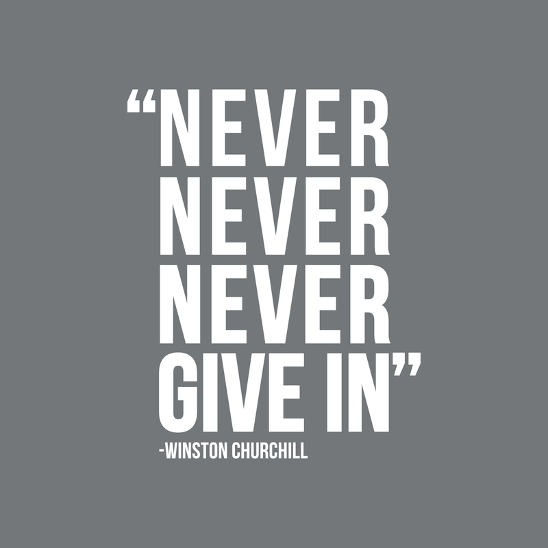 Vinyl Wall Art Decal - Never Never Never Give In - Winston Churchill - 21.5" x 17" - Modern Inspirational Optimism Quote Sticker For Home Office Bedroom School Classroom Decor 1