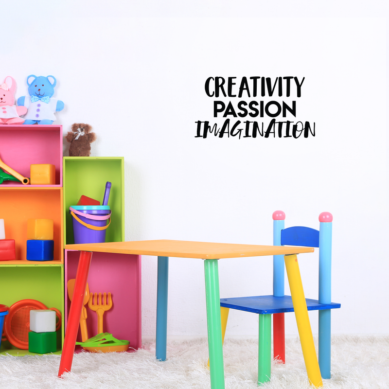 Vinyl Wall Art Decal - Creativity Passion Imagination - 11.5" x 22" - Trendy Inspirational Optimism Quote Sticker For Home Bedroom Kids Room School Classroom Work Office Decor 2