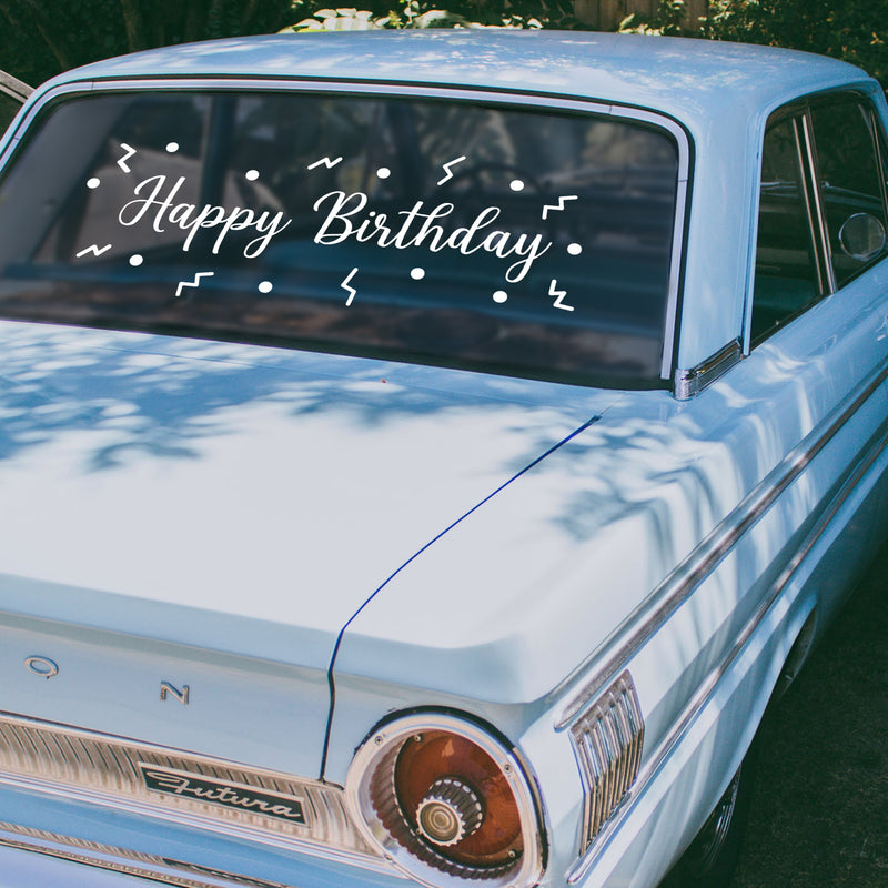 Vinyl Wall Art Decal - Happy Birthday Car Sign - Trendy Home Birthdays Quarantine Parade Party Quote Sticker For Cars Windows Rear Window Decor 1