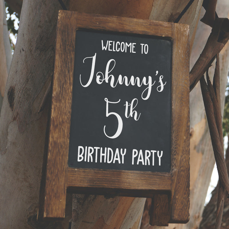 Vinyl Wall Art Decal - Custom Welcome To Birthday Party - 28" x 22" - Trendy Teens kids Home Birthdays Quote Sticker For Blackboard Window Entryway Garden Yard Sign Decor 3