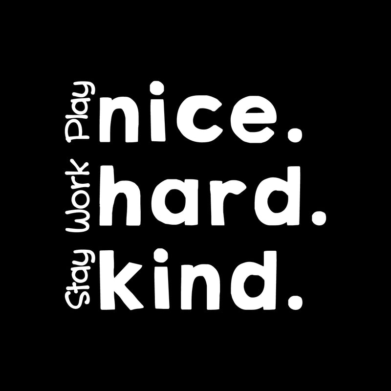 Vinyl Wall Art Decal - Play Nice Work Hard Stay Kind - 19" x 22" - Modern Motivational Quote Sticker For Home School Bedroom Kids Room Playroom Daycare Classroom Decor 1