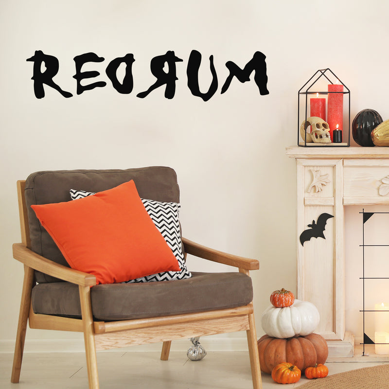 Vinyl Wall Art Decal - Redrum - Trendy Scary Halloween Season The Shining Quote Sticker For Living Room Entryway Door Office Coffee Shop Store Windows Spooky Decor 3