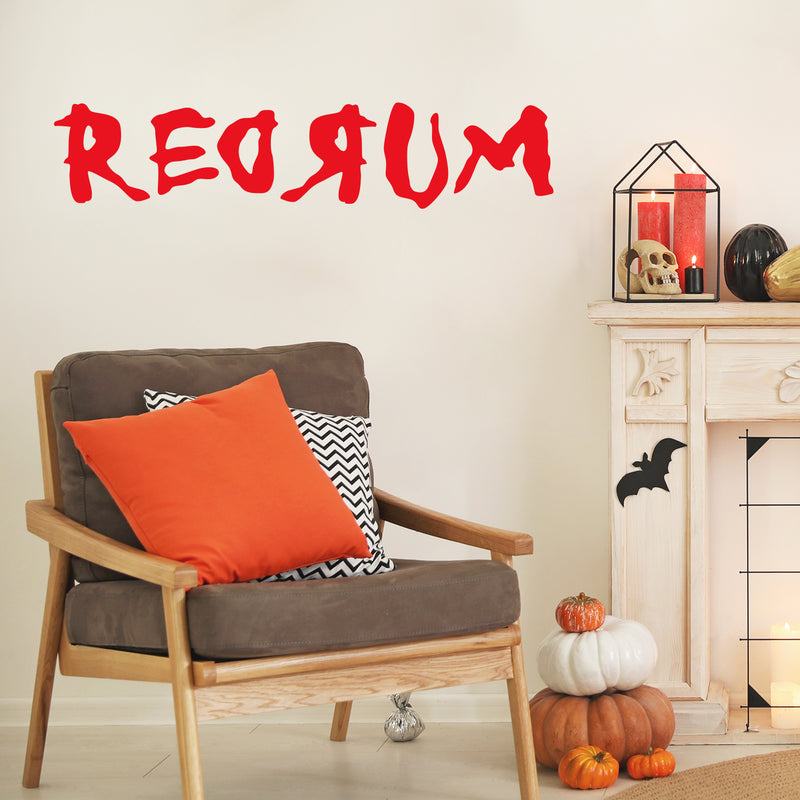 Vinyl Wall Art Decal - Redrum - 6" x 30" - Trendy Scary Halloween Season The Shining Quote Sticker For Living Room Entryway Door Office Coffee Shop Store Windows Spooky Decor 2