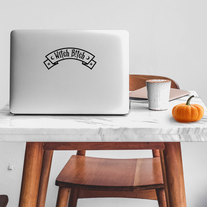 Vinyl Wall Art Decal - Witch Bitch - Trendy Cute Funny Halloween Season Quote Sticker For Notebooks Laptop Luggage Thermos Coffee Mug Windows Mirror Spooky Decor 3