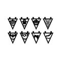 Vinyl Wall Art Decal - Halloween Flags Set - Halloween Party Seasonal Flag Shapes Sticker For Home Living Room Entryway Work Office Coffee Shop Store Window Spooky Decor 1