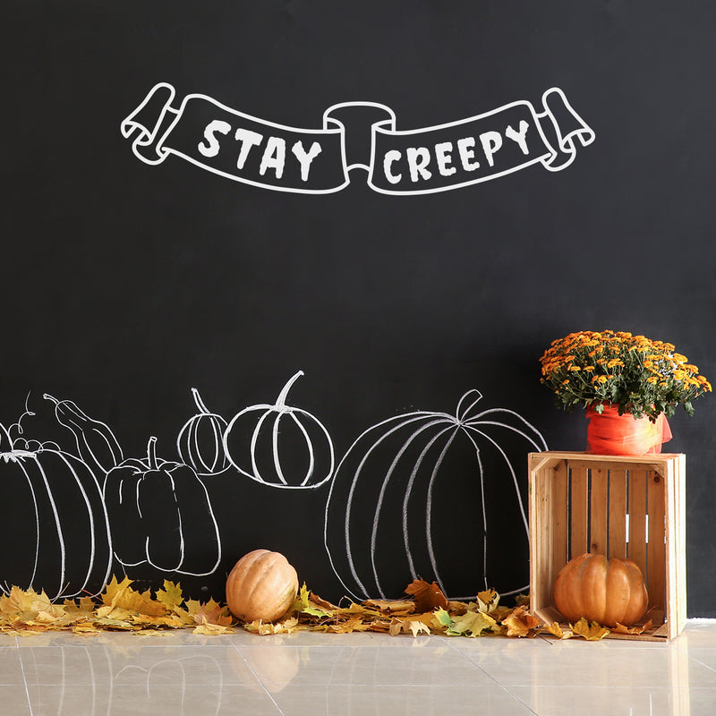 Vinyl Wall Art Decal - Stay Creepy - 9.5" x 40" - Trendy  Halloween Season Cute Banner Shape Design Sticker For Living Room Kitchen Playroom Office Coffee Shop Classroom Decor 3