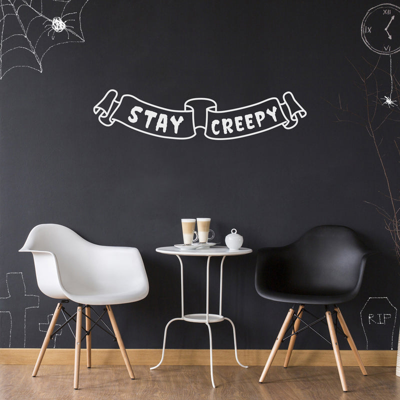 Vinyl Wall Art Decal - Stay Creepy - 9.5" x 40" - Trendy  Halloween Season Cute Banner Shape Design Sticker For Living Room Kitchen Playroom Office Coffee Shop Classroom Decor 2