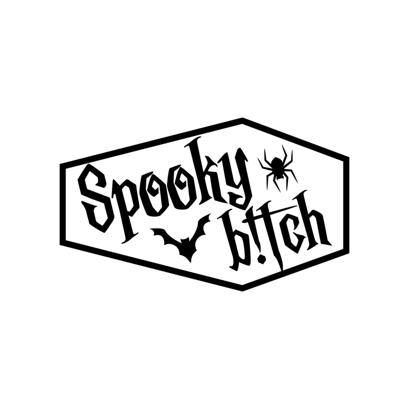 Vinyl Wall Art Decal - Spooky Bitch - 2.5" x 4" - Halloween Party Seasonal Flag Shapes Sticker For Home Living Room Entryway Work Office Coffee Shop Store Window Spooky Decor 1