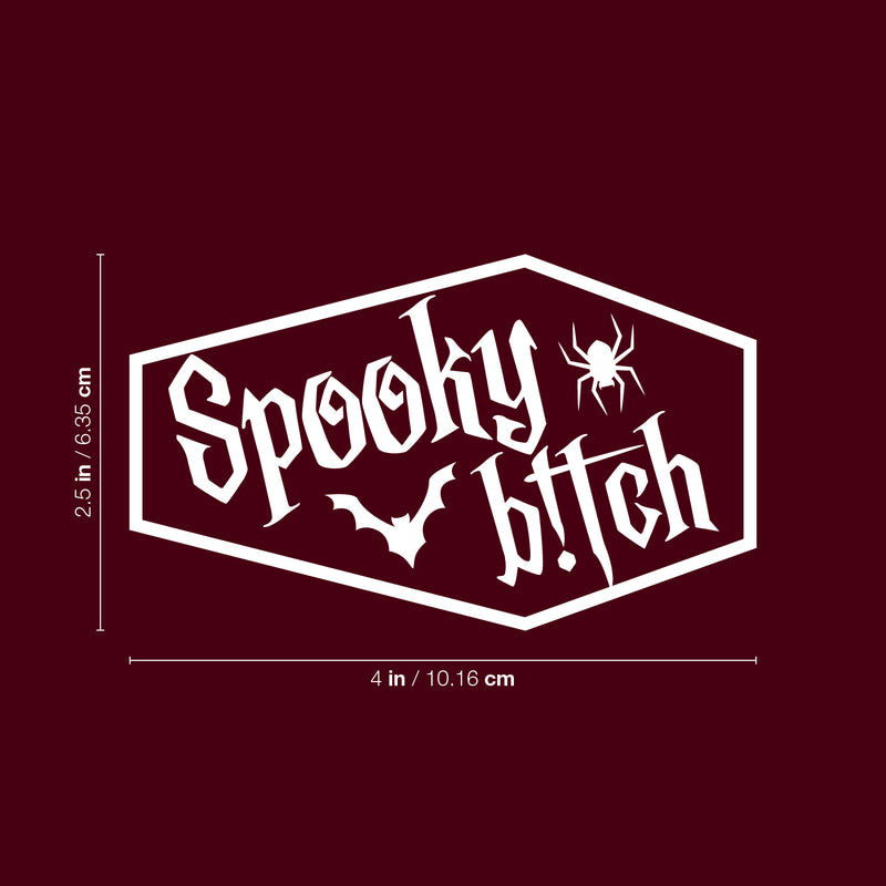 Vinyl Wall Art Decal - Spooky Bitch - 2.5" x 4" - Halloween Party Seasonal Flag Shapes Sticker For Home Living Room Entryway Work Office Coffee Shop Store Window Spooky Decor 4