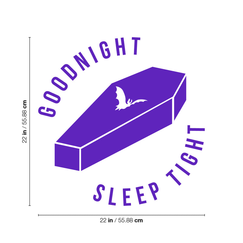 Vinyl Wall Art Decal - Good Night Sleep Tight - 22" x 22" - Fun Trendy Scary Halloween Season Coffin Shape Design Sticker For Bedroom Kids Room Playroom Living Room Office Coffee Shop Store Decor 4