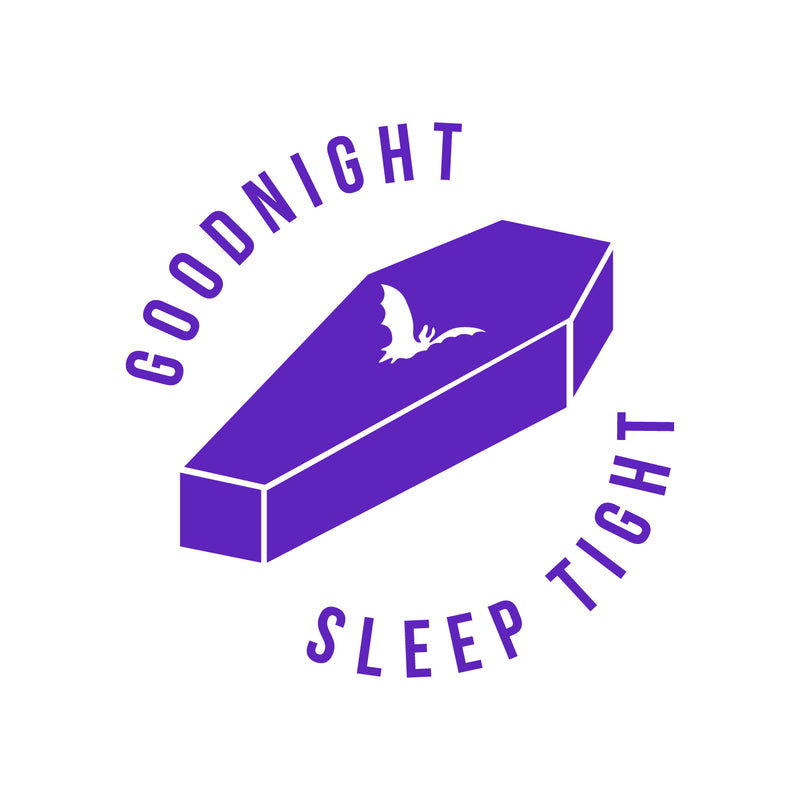Vinyl Wall Art Decal - Good Night Sleep Tight - 22" x 22" - Fun Trendy Scary Halloween Season Coffin Shape Design Sticker For Bedroom Kids Room Playroom Living Room Office Coffee Shop Store Decor 1