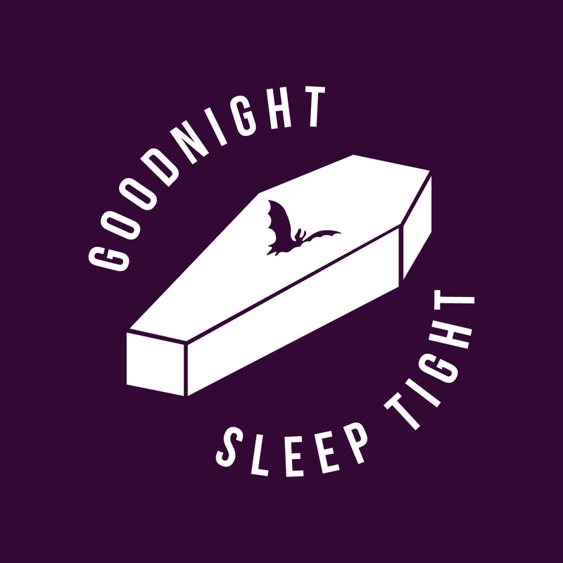 Vinyl Wall Art Decal - Good Night Sleep Tight - 22" x 22" - Fun Trendy Scary Halloween Season Coffin Shape Design Sticker For Bedroom Kids Room Playroom Living Room Office Coffee Shop Store Decor 1