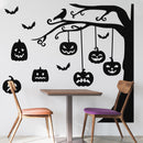 Vinyl Wall Art Decal - Graveyard Tree & Pumpkin - 60" x 43" - Trendy Scary Fun Halloween Design Sticker For Living Room Kids Room Playroom Office Coffee Shop Classroom Store Business Spooky Decor 3